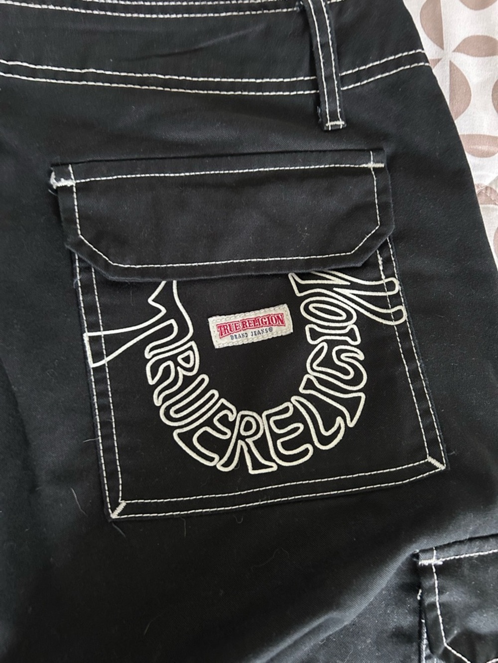 True Religion Black Pants with White Contrast Stitching - Picture 2 of 5